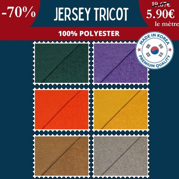 Jersey tricot à 5,90€ le mètre -70%