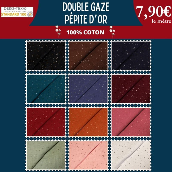 Double gaze pépite d’or  à 7,90€ le mètre