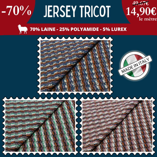 Jersey tricot lurex à 14,90€ le mètre !