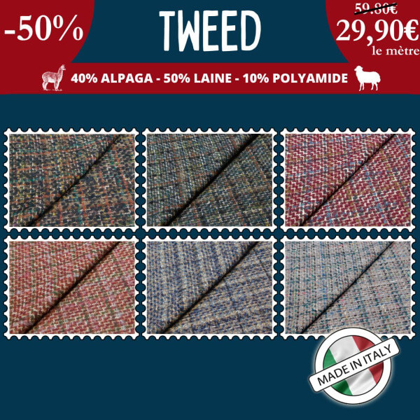 Tweed - Laine & Alpaga à 29,90€ le mètre !