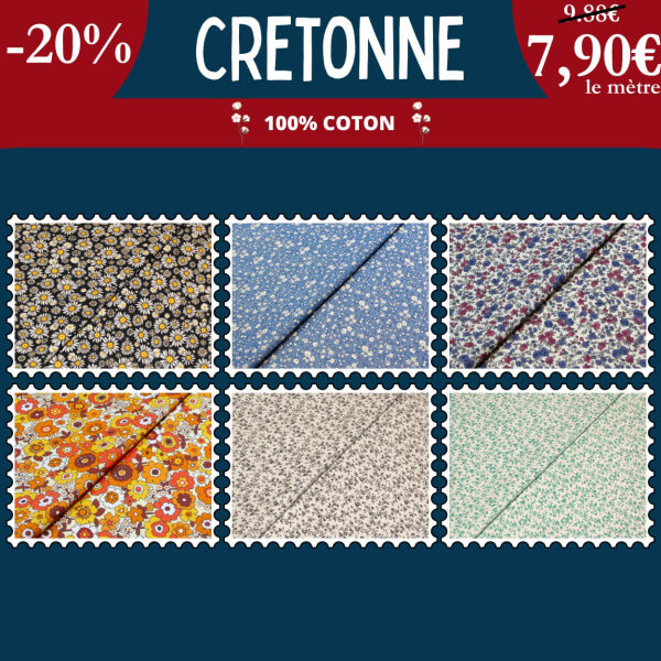 Cretonne 100% coton à 7,90€ le mètre