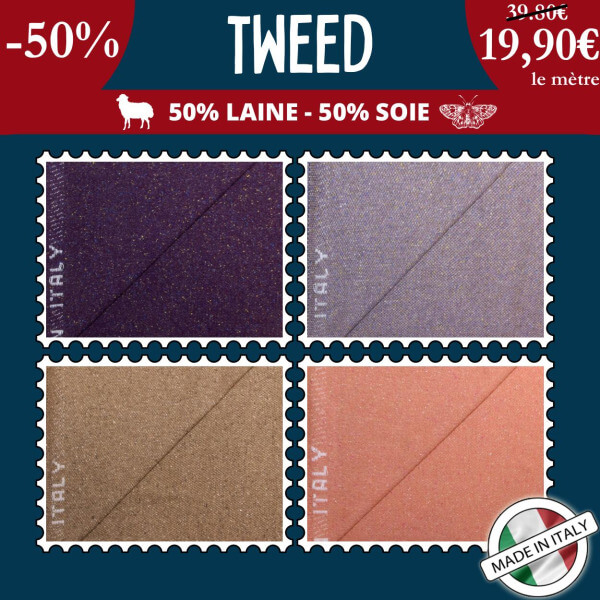 Tweed - Laine & Soie à 19,90€ le mètre !