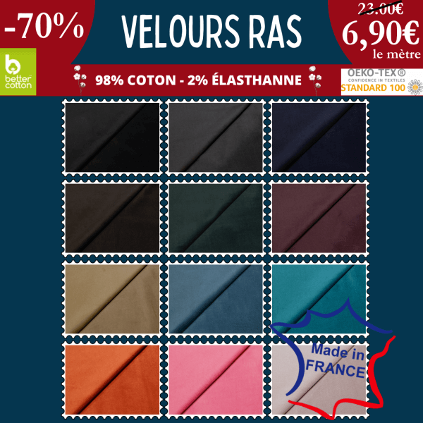 Velours ras à 6,90€ le mètre