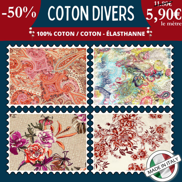 Coton divers à 5,90€ le mètre : L'exclusivité à portée de main !