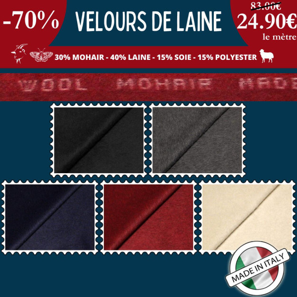 Velours de laine, mohair & soie à 24,90€ le mètre