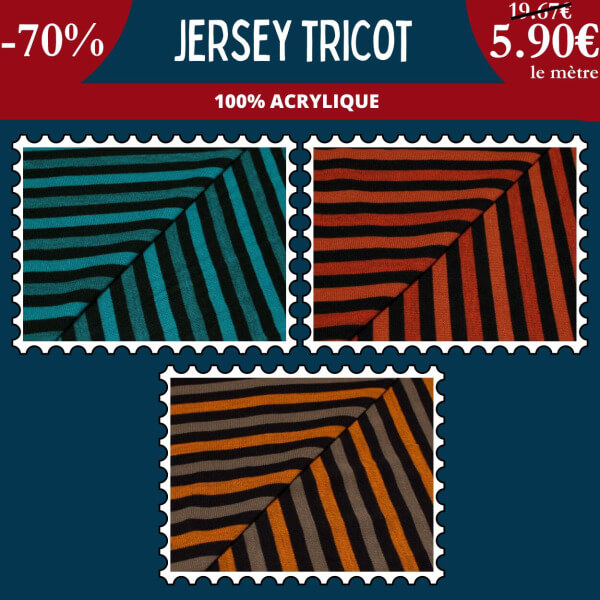 Jersey tricot rayé à 5,90€ le mètre !