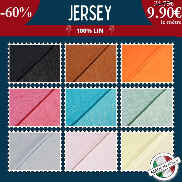 Jersey 100% lin uni à 9,90€ le mètre !