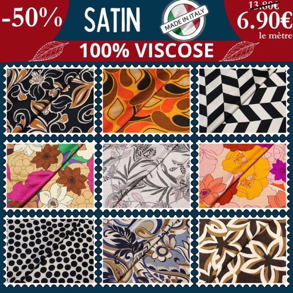 Satin 100% viscose à 6,90€ le mètre