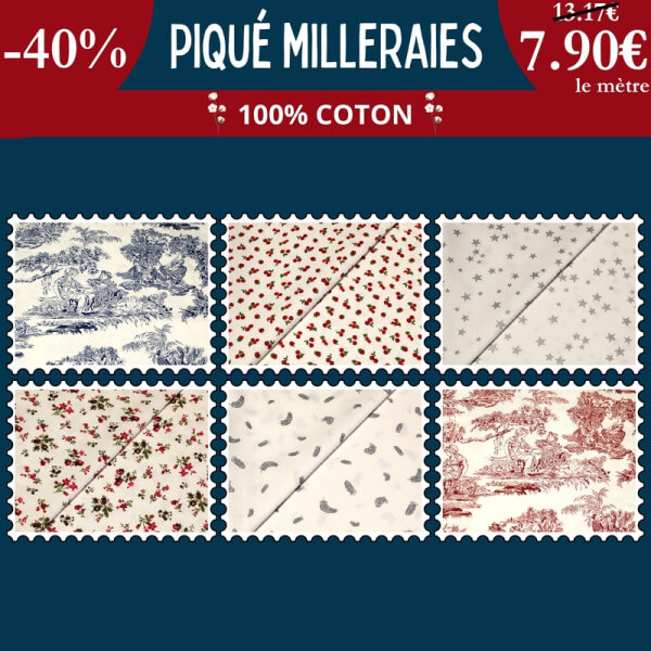 Piqué 100% coton milleraies à 7,90€ le mètre