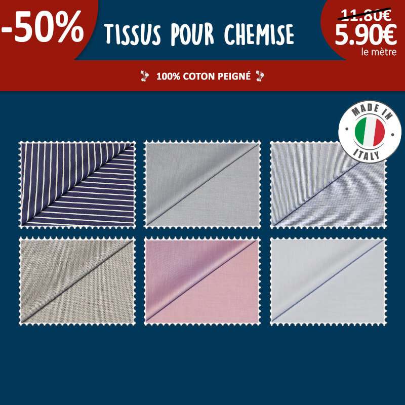 Tissus pour chemises 100% coton peigné à 5,90€ le mètre - 7 nouveaux modèles