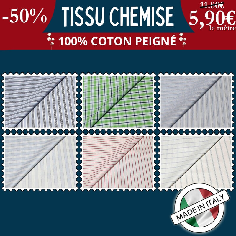 Tissu chemise à 5,90€ le mètre -50% | 19 modèles