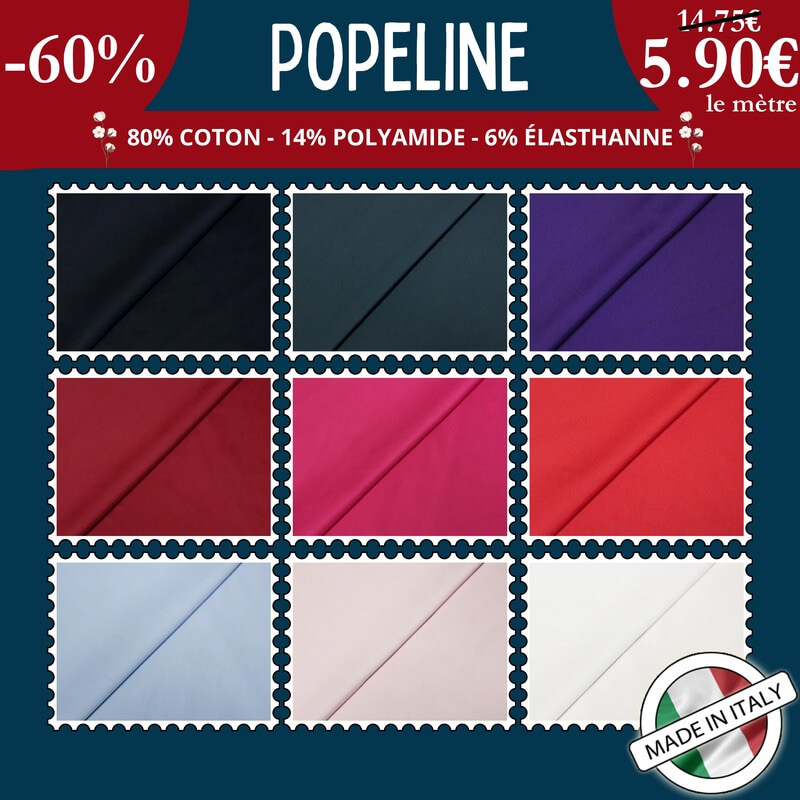 Popeline unie à 5,90€ le mètre -60% | 10 nouveaux coloris 