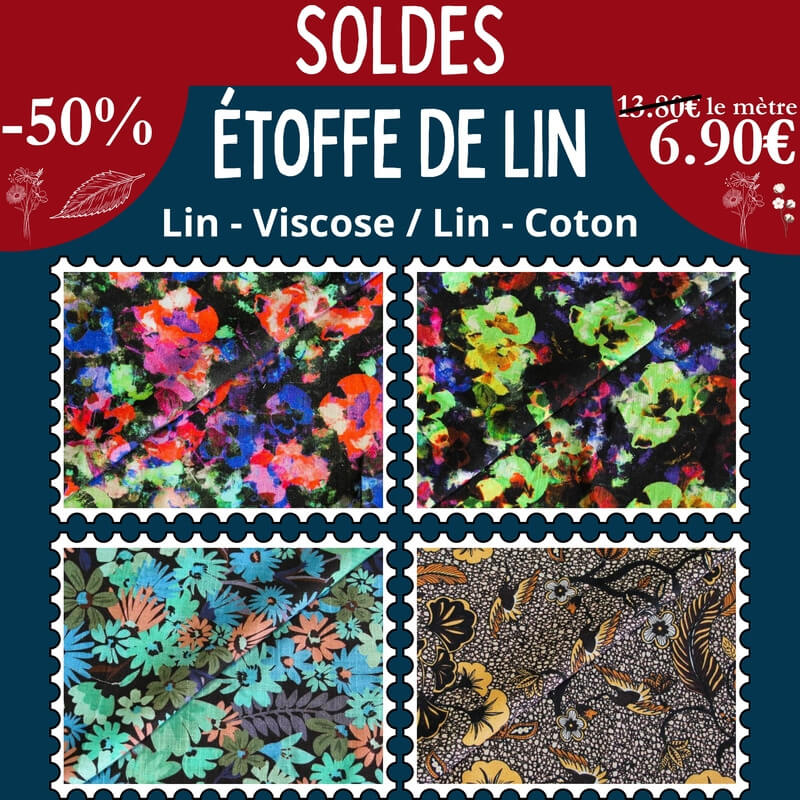 Étoffes de lin en solde à -50% ! 6,90€ le mètre.