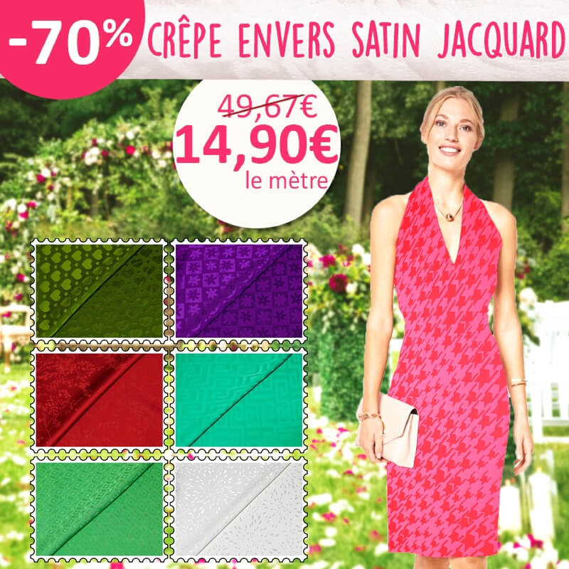 Crêpe envers satin jacquard à 14,90€ le mètre