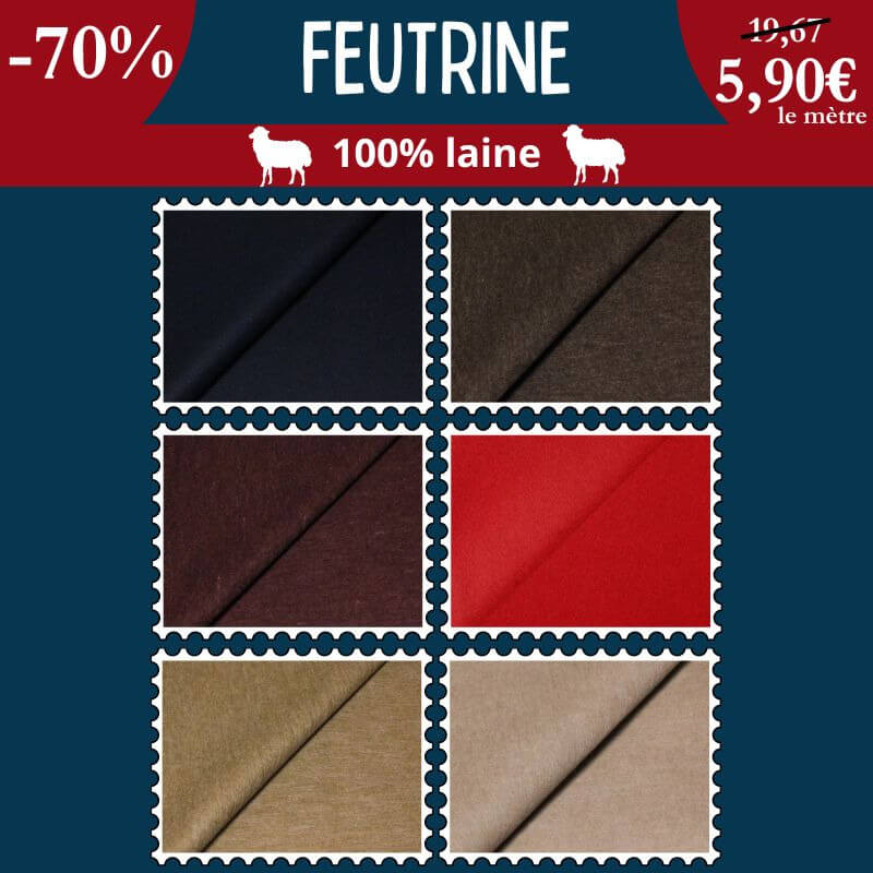 Feutrine 100% laine issue de haute couture : profitez de -70% pour vos créations !