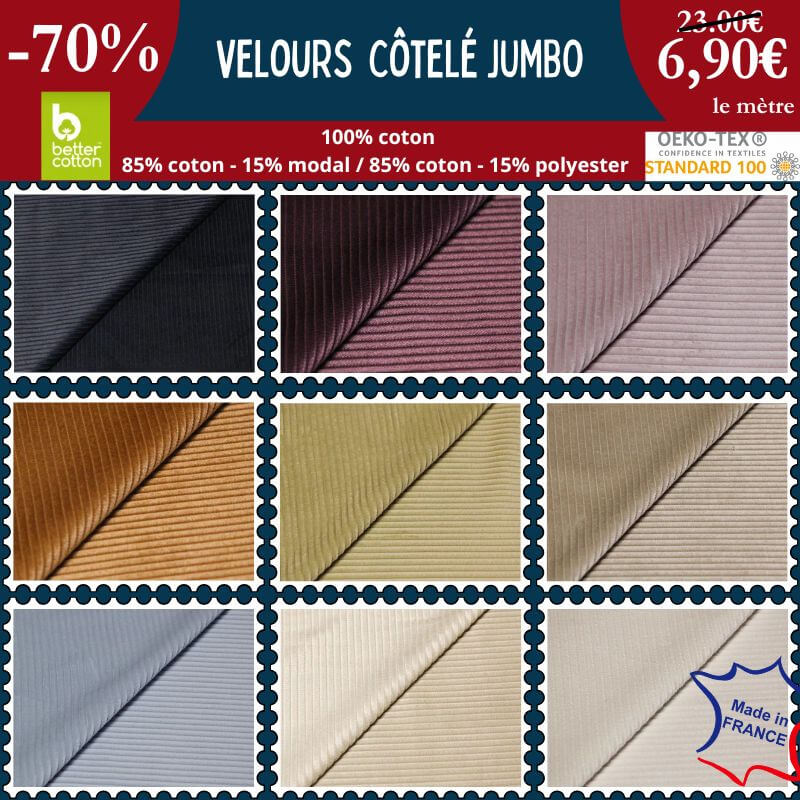 Sublimez vos créations avec notre velours côtelé à -70 % !