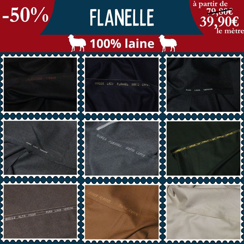 Craquez pour la flanelle 100 % laine à partir de 39,90€ le mètre !
