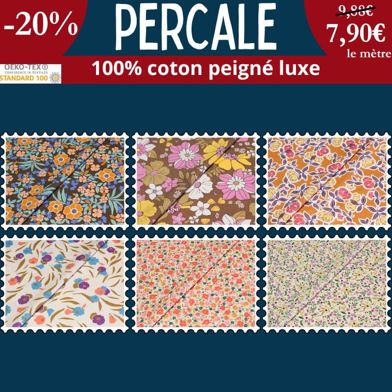 Percale 100% coton luxe à 7,90€ le mètre
