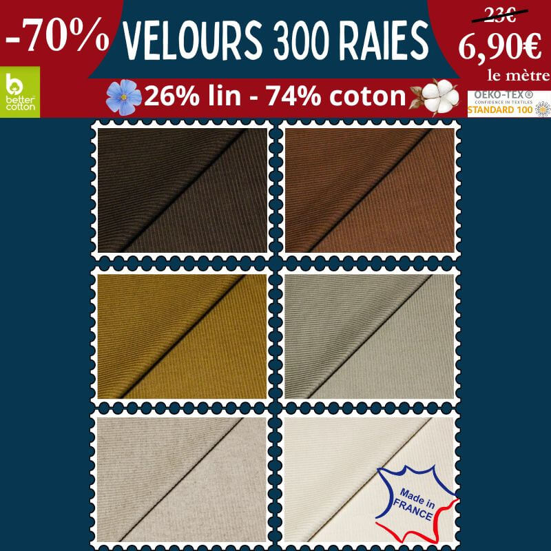 Velours 300 raies lin & coton à 6,90€ – made in France & upcyclé