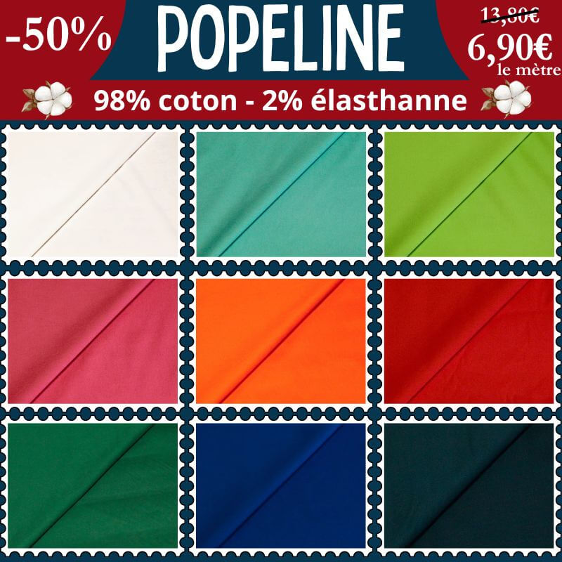 Popeline stretch à 6,90€/m – coton, confort et couleurs