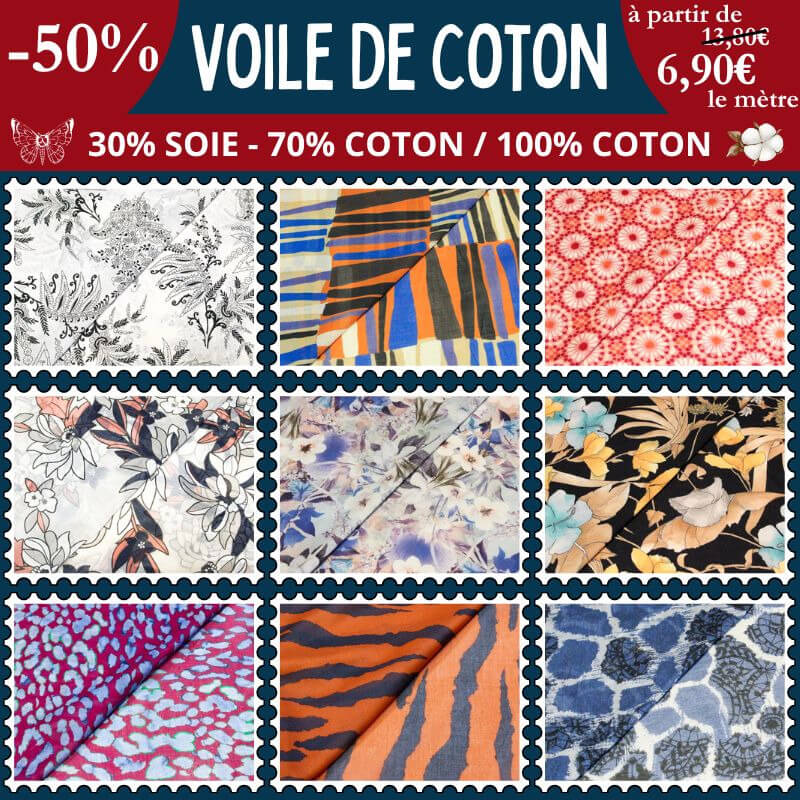 Voile de coton à -50% : dès 6,90€, 100% coton ou soie & coton