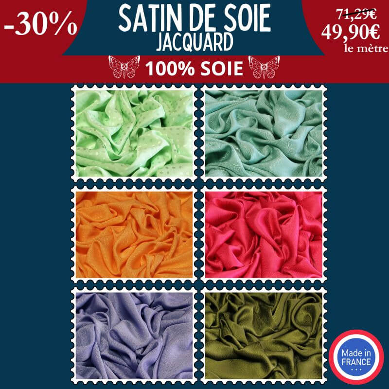 Satin jacquard 100% soie made in France à -30%