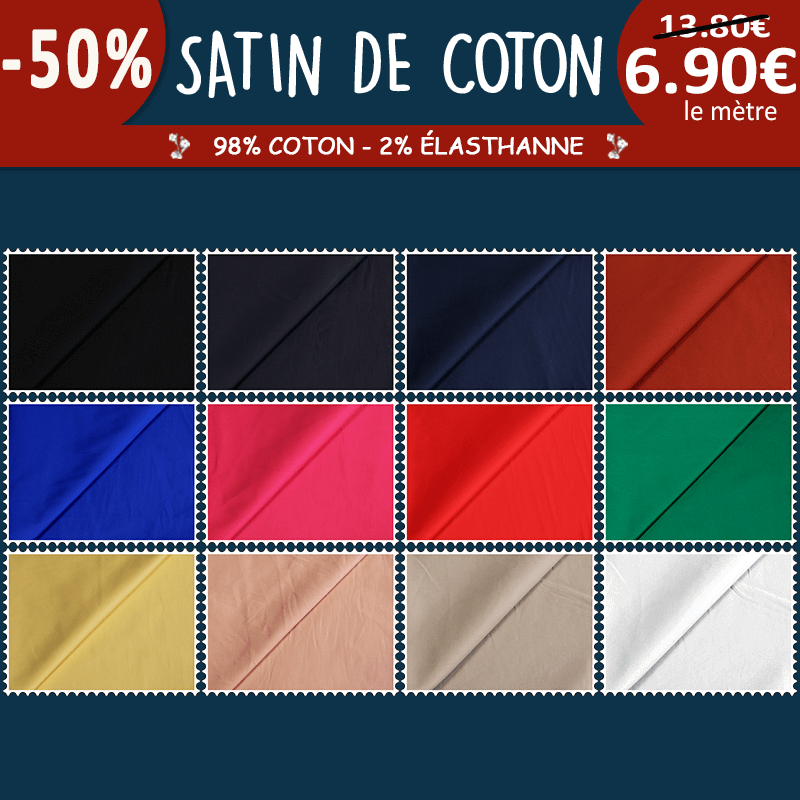 Satin de coton & élasthanne à 6,90€ le mètre