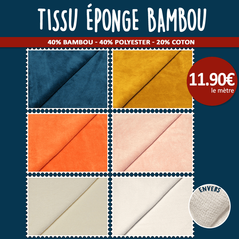 Tissu éponge bambou à 11,90€ le mètre | 6 coloris