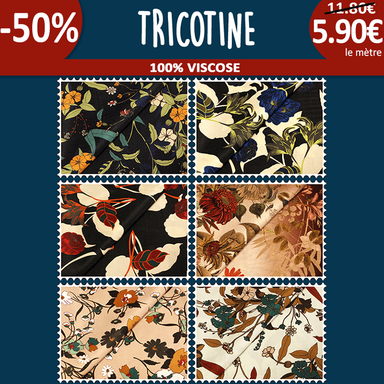 Tricotine 100% viscose à 5,90€ le mètre