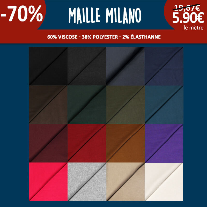 Maille milano à 5,90€ le mètre ! -70% | 21 coloris