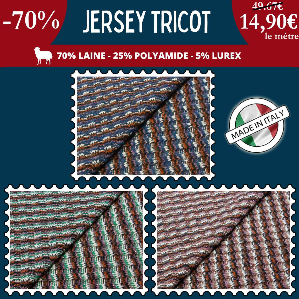 Jersey tricot lurex à 14,90€ le mètre !