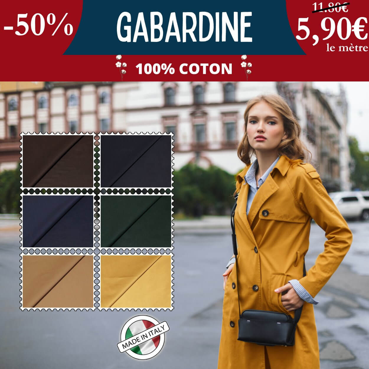 Gabardine d’origine Italienne à 5,90€ le mètre : L'exclusivité à portée de main