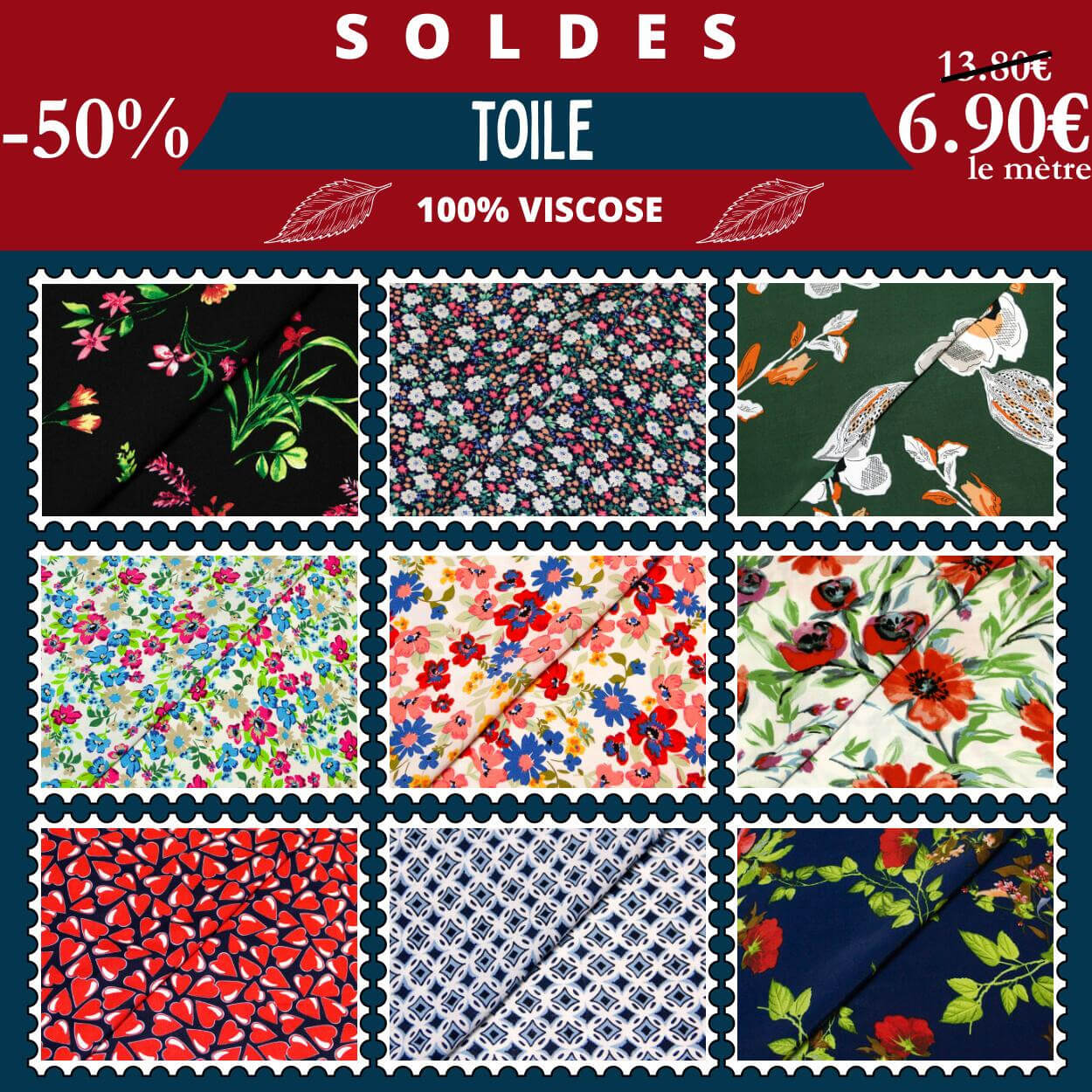 Toile 100% viscose à 6,90€ le mètre