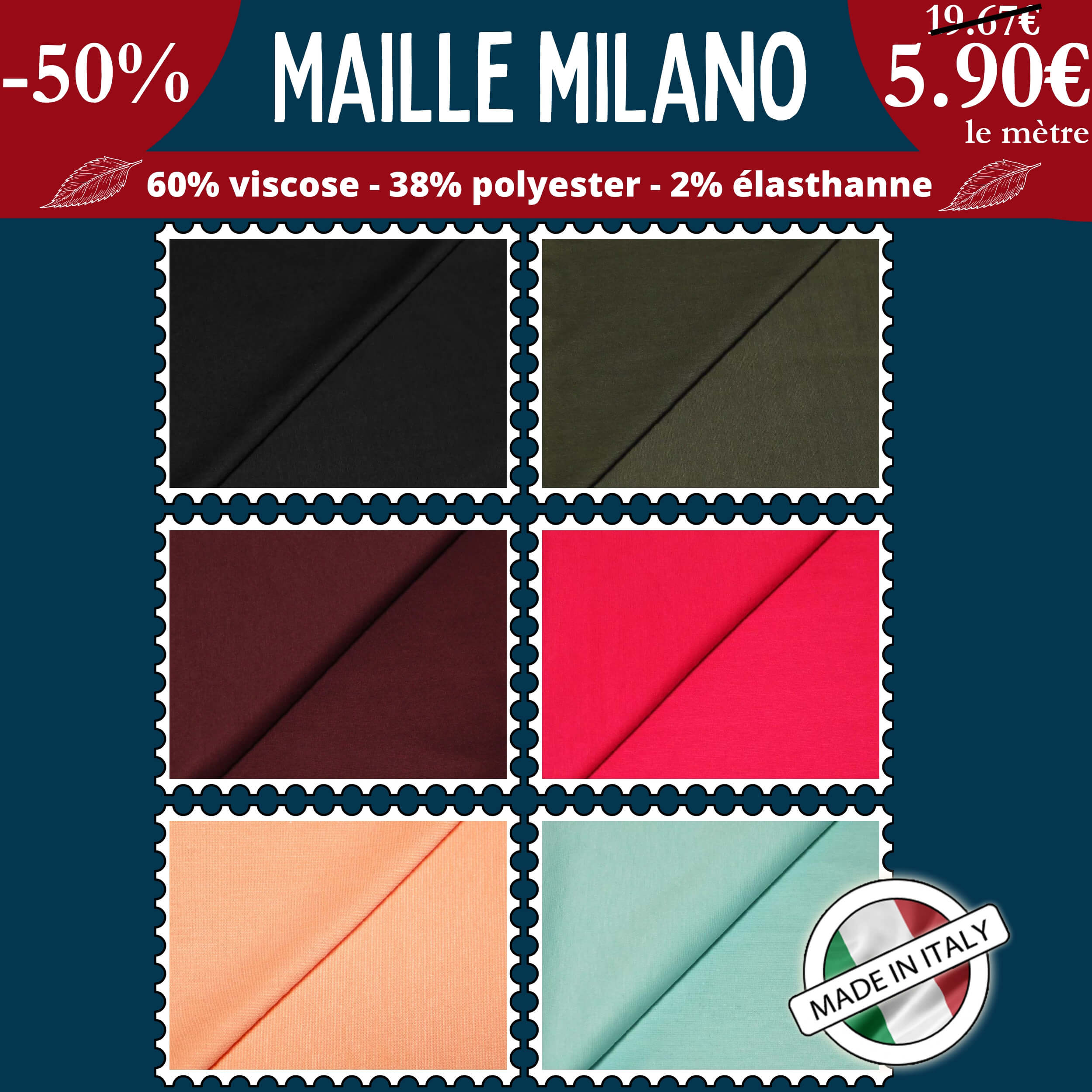 Maille milano à 5,90€ le mètre