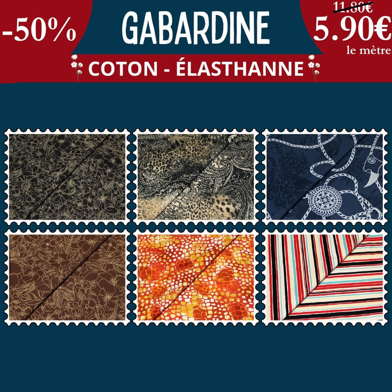 Gabardine imprimée à 5,90€ le mètre : L'exclusivité à portée de main !